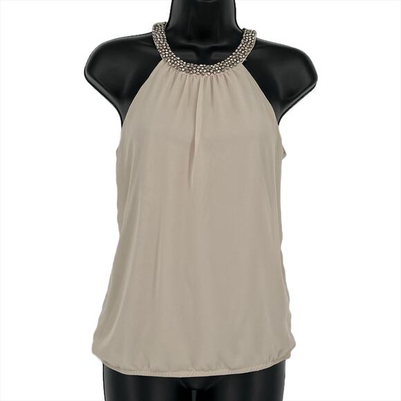 Express Sleeveless High Neck Blouse in Silver Size X-Small - Picture 1 of 6